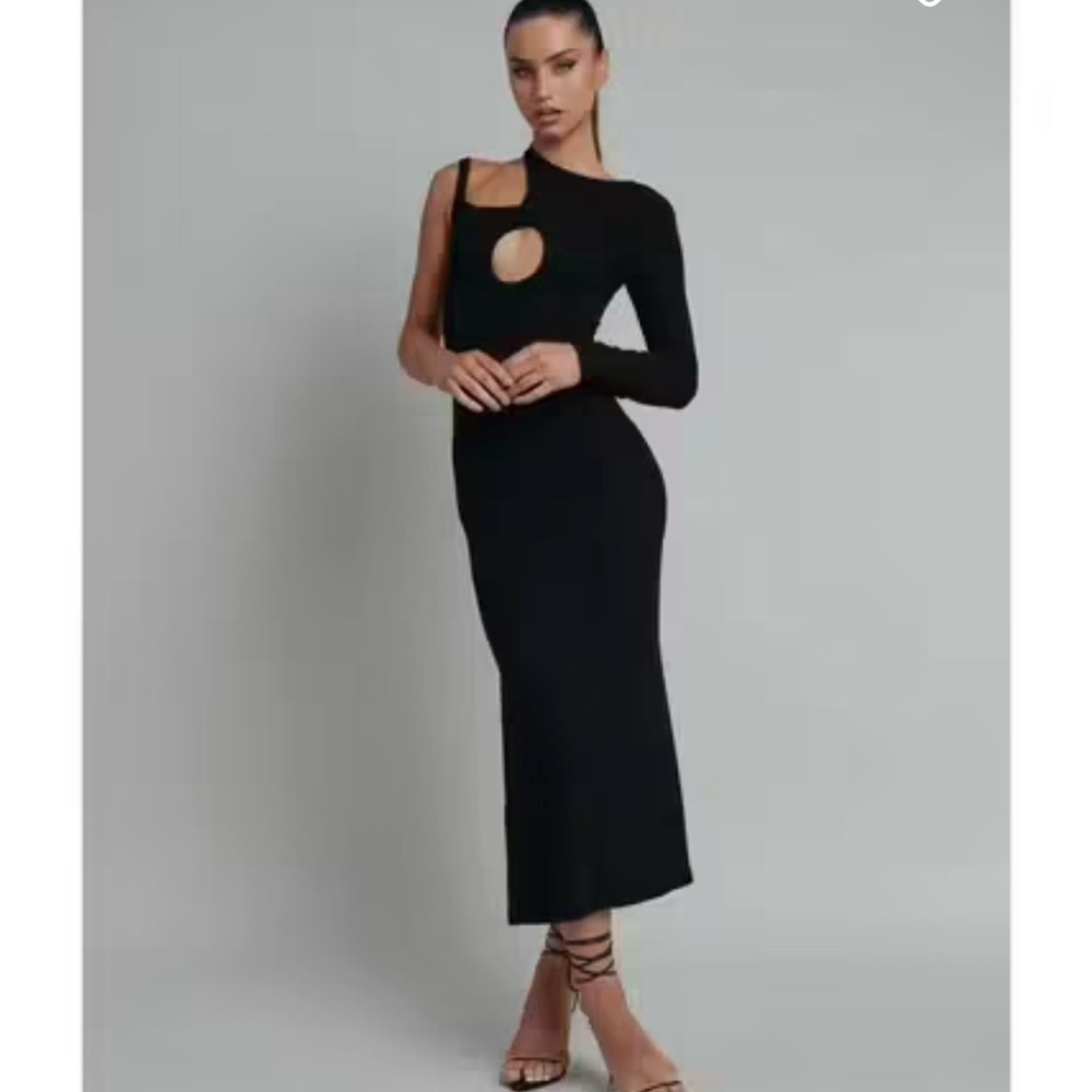 Bayse Black Asymmetrical One-Shoulder Cocktail Dress